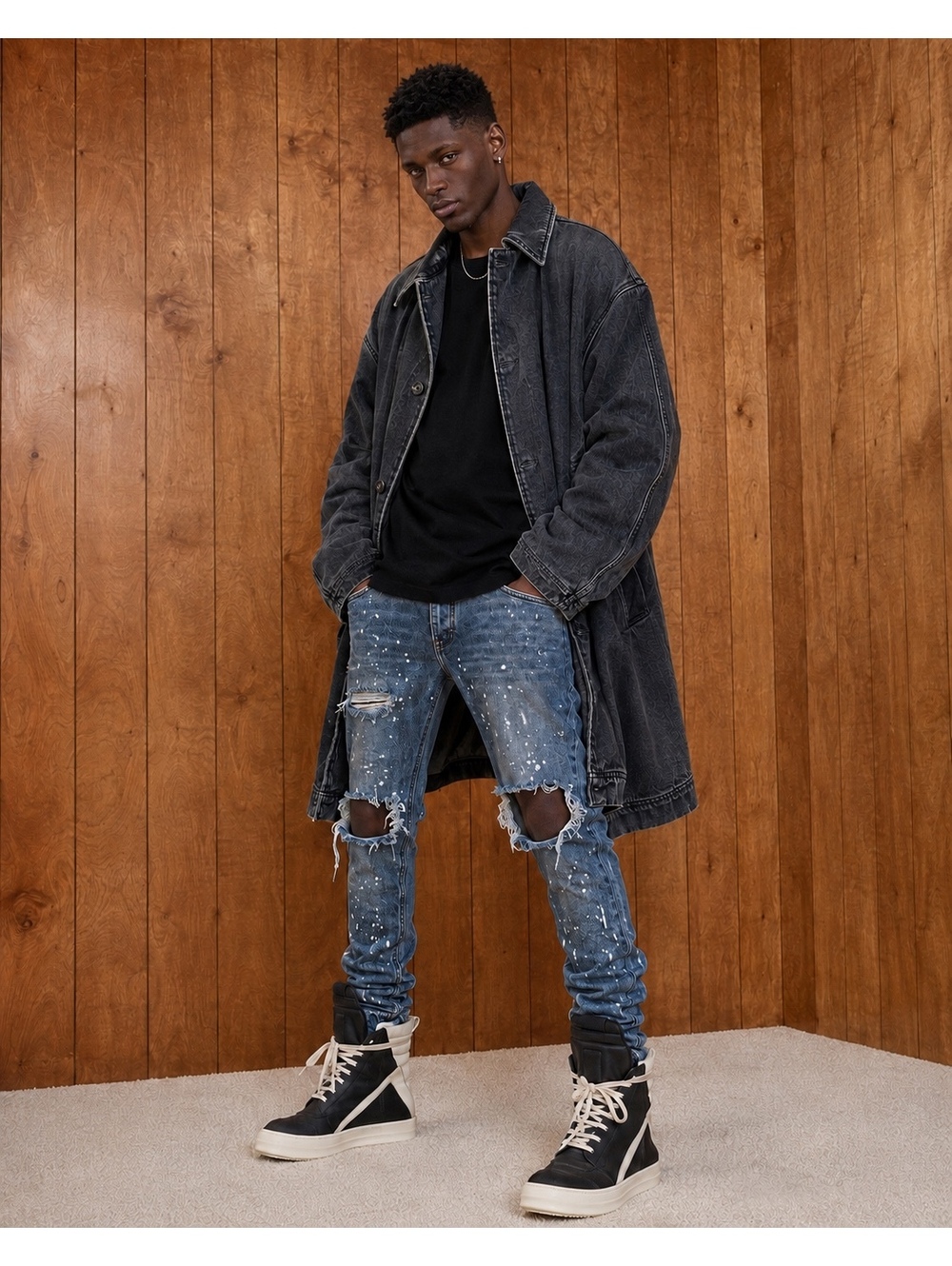 Fear of God Fourth Collection 2015-2016 Distressed Paint Splatter Zip Jeans 30
